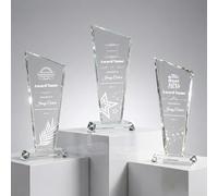 WOCOCN Personalized Crystal Trophy Award Plaque - 7.8" Custom Glass Photo & Text, Non-Acrylic Recognition Gift for Employee Appreciation, Retirement, Corporate Service (Design C)