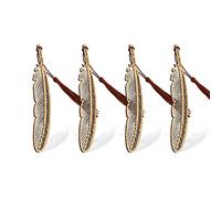 wocoxo Handmade Natural Bamboo Bookmarks with Tassels, Unique Vintage Style Reading Page Markers Bookmarks - 4Pcs (Feather Style)