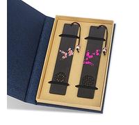 Wocoxo Handmade Wooden Bookmark, Natural Wooden Carving Book Mark Gift Box Set, Unique Art Gift for Bookworm Book Lovers (Plum Blossoms)