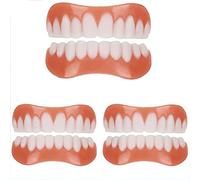 WoCOyo Dentures Comfortable Cosmetic Veneer Whitening Temporary Prosthesis Teeth Top and Bottom False Teeth Silicone Dental Prostheses for Men Women,3pairs