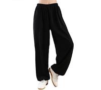 WoCOyo Mens Tai Chi Pants Comfortable Cotton And Linen Martial Arts Kung Fu Training Trousers Unisex Sports Fitness Pants Joggers Loose Fit Breathable Sweatpants Side Pockets Yoga Bloomers,001,M