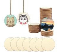 wocpvm 100 Pcs Wooden Discs - Round Wood Slices with Holes, 4cm