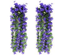 wocpvm 2 Pcs 70CM Imulation Violet Flower Artificial Wisteria Hanging Fake Plants Artificial Hanging Flowers for Office, Home Decoration, Home Garden, Party, Wedding（Dark purple）