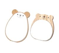 wocpvm 2 Pieces Shatterproof Acrylic Kids Mirror Wooden Frame Super HD Tabletop Bear Designed Makeup Mirror for Kid Bedroom Decoration Gift