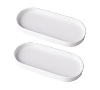 wocpvm Set of 2 Bathroom Trays, Decorative Trays, White Oval Cosmetic Trays, 20 x 9 x 1.8 cm, Bathroom Tray, Suitable for Bathroom, Kitchen and Decoration