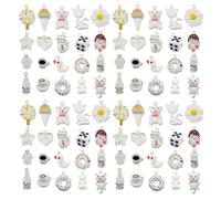 WOCRAFT 20pcs White Resin Charms for Jewelry Making, Multicolor Assorted Cute Kawaii Miniature Food and Animal DesignsDIY Craft Set (SN1683)