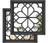 Wocred 2 PCS Square Wall Mirror,Gorgeous Rustic Farmhouse Accent Mirror,Black Entry Mirror for Bathroom Renovation,Bedrooms,Living Rooms and More(12”x12”)