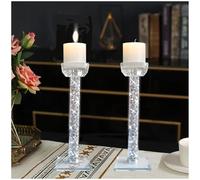 Wocred Candle Holders Set of 2.Stunning Shabbat Candle Holders.8.6" Tall Crystal Candlestick Holders for Dinning Room,Mantelpiece.