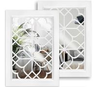 Wocred Set of 2 Rectangular Wall Mirror,Gorgeous Rustic Farmhouse Accent Mirror,White Color Entry Mirror for Bathroom Renovation,Bedrooms,Living Rooms and More(11”x15”)