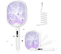 WOCVRYY Electric Fly Swatter Foldable Electric Fly Zapper with 4000V 1800mAh 5-Layer Safety Grid USB-C Rechargeable 3 Modes for Indoor Camping Garden Travel