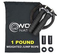 WOD Nation Atlas Weighted Skipping Rope for Adults, 1LB Adjustable Heavy Jump Rope with Removable Weights, Jumping Rope for Boxing, Crossfit