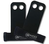 WOD Nation Barbell Gymnastics Grips for Pull-up Training - Black, Large - Leather Pull-Up Palm Grips & Kettlebell Hand Protector for Barbells