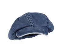 Wodaji Unisex Oversized Denim Newsboy Painter Hat Puffy Baker Boy Beret Flat Cap, Dark Blue, One Size