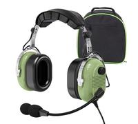 WODASEN Aviation Pilot Headset for Students Flight School Passive Noise Canceling Aircraft Headphones with Boom Mic Volume Control Dual GA Plugs 24db Mono and Stereo Compatibility (Light-Green)