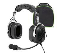 WODASEN Aviation Pilot Headset for Students Flight School Passive Noise Canceling Aircraft Headphones with Boom Mic Volume Control Dual GA Plugs 24db Mono and Stereo Compatibility (Black)