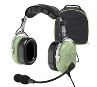 WODASEN General Aviation Headset GA Dual Plug Pilot Headsets with Boom Mic Aircraft Airplane Noise Cancelling Ear Protection Headphones Flight Student Earmuff (Light-Green)