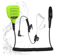 WODASEN IP65 Waterproof Walkie Talkie Speaker Mic Heavy Duty Remote Radio Microphone Shoulder Handheld Lapel Mic Green with 3.5mm Audio Jack for aIlunce hd1 GP328plus Retevis RT29 RT47 RT47V RT48 NR30