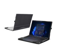 WODBBAO Laptop Case for Lenovo ThinkPad E14 Gen 7 (AMD) Laptop [not Compatible with Any Other Model] ，ThinkPad E14 Gen 7 (Intel) 2 in 1 PU Leather Inside Pocket Cover (Dark Gray)