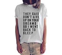 wodceeke Women's Casual Tops Short Sleeve Summer Letter Print T-Shirts Blouse