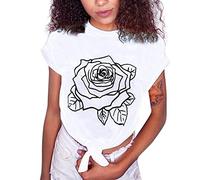wodceeke Womens Summer T Shirt Short Sleeve Loose Tops Flower Graphic Tees