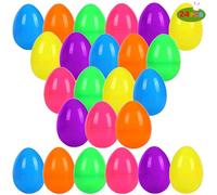 WODCM 24 Pack of 3.15" Fillable Plastic Easter Eggs 6 Vibrant Styles for Easter Hunts Basket Stuffers Party Favors and Classroom Prizes