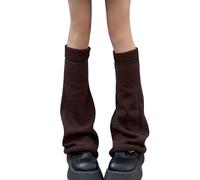 WODECASA Girls Kawaii Leg Warmers Knitted Flared Leg Sleeves Goth Crochet Baggy Cuff Ankle Heap Socks, Coffee, One Size