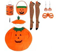 wodehaainiyibeizi 7 PCS Halloween Pumpkin Costume Adults Women Pumpkin Adults Fancy Dress,Pumpkin Outfit with Pumpkin hat Pumpkin Socks Pumpkin Hand Bag Glasses ear pendants Organ lantern
