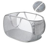 wodehahagou Durable Collapsible Laundry Baskets, Mesh Pop Up Laundry Hamper, with Handy Pocket Foldable Laundrys Basket with Reinforced Carry Handles, Foldable Washing Basket for Travel and Home