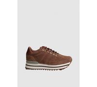 WODEN Womens Nora Iii Suede Plateau Trainers In Latte Colour: Beige Fabric, Size: 7