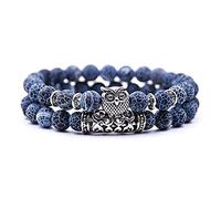 WODESHENGRI Couples Bracelets,2Pcs/Set Couples Distance Bracelet Natural Agate Stone Friendship Bracelet Love Owl Yin Yang Handmade Beaded Bracelets For Men Women Best Friend