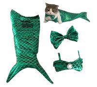 Wodesitiy Dog Mermaid Costume | Sequin Mermaid Tail Clothes for Halloween | Comfortable Soft Funny Pet Costumes, Fishtail Clothes for Halloween Play & Naps
