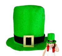 Wodesitiy Green Top Hat - St Patricks Day Leprechaun Hat with Gold Buckle | Deluxe Irish Holiday Cosplay Top Hats Leprechaun Hats for Adults, Teens, Women