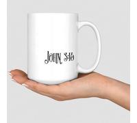 Wodevor Coffee Mug John' 3-16 Accent Mugs Fun Ceramic Mugs Mock Up Gifts for Men Adults Kids Barista 15oz White