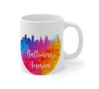 Wodevor Funny Coffee Mug America Baltimore Coffee Mugs Cups State Pride Patriotic Cool Ceramic Mugs Mock Up Gifts for Sister Father Mother Barista 11oz White