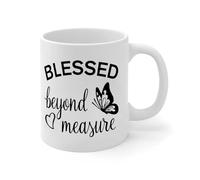 Wodevor Funny Coffee Mugs Blessed Beyond Measure' Coffee Tea Mug Motivational Ceramic Mugs Mock Up Gifts for Men Father Coworker Uncle 11oz White