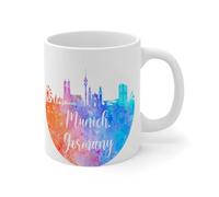 Wodevor Germany Munich Coffee Mug 11oz City Skyscrapers Buildings Silhouettes Personalised Coffee Mugs Cups Birthday Gift for Parents Mom Dad Ceramic White