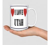 Wodevor I Love Utah Mug White State Pride Patriotic Red Ceramic Coffee Tea Cups Funny Gym White Glossy Mug Valentine’s Day Engagement Gift for Christian Daddy 15oz