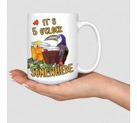 Wodevor It's Five O'clock Somewhere' Coffee Mug White Tropical Flamingo Hawaiian Aloha Ceramic Coffee Tea Mug Funny Gym White Glossy Mug Father's New Year Gift for Christian Daddy 15oz