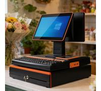 WODEYAODE Commercial smart POS machine,Smart Cash Register,POS System for Small Business,with 15.6" Touch Screen Monitor,Cash Drawer,58mm Printer,Barcode Scanner(Orange,Single screen)