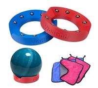 WodGod 2PCS Bowling Ball Spinner with Cleaning Cloth-High Performance Ball Polisher & Cleaner,Bottom Anti-Skid Pad,Suitable for All Ball Types,Durable & Easy to Use（Blue and Red）