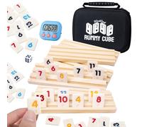 WodGod 6-Player Travel Rummy Cube Game Set, Mini Rummy Cube Game with 160 Tiles, 6 Racks, 1 Timer, 1 Portable Case