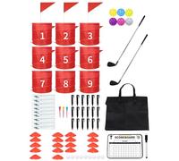 WodGod Backyard Golf Game Set with 2 Clubs, 9 Bucket for Golf Practice, Chipping Game for Adults and Family, Outdoor Yard Game for Lawn, Beach, Yard, Camping, Park (9 Pcs Edition)