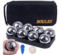WodGod Boules Game Set - 8 Stainless Steel Balls with Carry Case, Target Ball & Measuring String, Classic Petanque Game Set for Lawn, Beach & Backyard - Outdoor Family Bocce Ball Fun