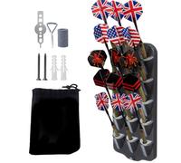 WodGod Dart Holder Wall Mount,Dart Display Rack Displays 15 Steel/Soft Tip Darts,Dart Stand with Storage Bag,Dart sharpener,Dart Wrench,Screws,expansion tube and Screwdriver