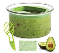 WodGod Guacamole Keeper(1 Pcs), Guacamole Bowls, Avocado Keeper Fresh Guacamole Plastic Kitchen Storage Container with Air Tight Lid, 3-in-1 Avocado Slicer and Cleaning sponge