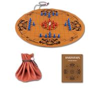 WodGod Hnefatafl Viking Chess Set: Traditional Strategy Game, Leather Play Mat, Wooden Chess Pieces, Drawstring Design, Easy for Store & Travel, Great Gift for Vintage Game Lovers (2 Players, Ages 8+)