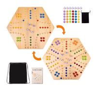 WodGod Marble Board Game,Set:1 Board+30 Marbles+7 Dice+1 Storage Bag+1 Shoulder Bag,6 Colors,Fast Track Wahoo Board Game,2 in 1 Board for 4-6 Players,Portable,Perfect for Family Party