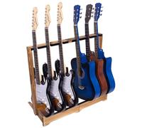 WodGod Multi-Guitar Stand 6 Slot Wooden Guitar Holder with Detachable Assembly Non-Slip Scratch-Proof Design,Designed for Electric, Acoustic, Bass Guitars & Cases,Modern Home Decor