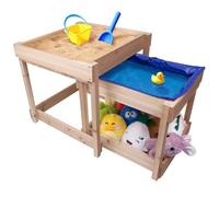 WodGod Sand and Water Table,Includes a Larger-Sized Dust-Proof Bag, Natural Pine Wood,Indoor/Outdoor Use(Dolls NOT Included)