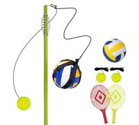 WodGod Tetherball Tennis&Tetherball Set,Tetherball Equipment with Pole for Backyard and Outdoor,with 6.7 Feet Adjustable Height Pole,2 Tennis Balls with Rope,2 Rackets,1 Tetherball with Rope,1 Hook